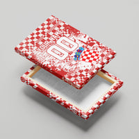 Personalized Croatia Football Wolf Mascot Canvas Wall Art Checkerboard Soccer Pride - Splatter Textures