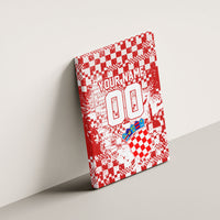 Personalized Croatia Football Wolf Mascot Canvas Wall Art Checkerboard Soccer Pride - Splatter Textures