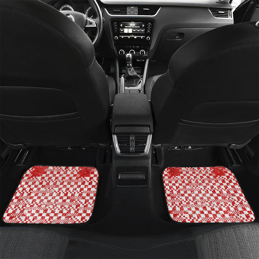 Personalized Croatia Football Wolf Mascot Car Mats Checkerboard Soccer Pride - Splatter Textures