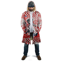 Personalized Croatia Football Wolf Mascot Cloak Checkerboard Soccer Pride - Splatter Textures