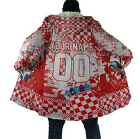Personalized Croatia Football Wolf Mascot Cloak Checkerboard Soccer Pride - Splatter Textures