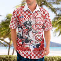 Personalized Croatia Football Wolf Mascot Hawaiian Shirt Checkerboard Soccer Pride - Splatter Textures
