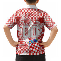 Personalized Croatia Football Wolf Mascot Hawaiian Shirt Checkerboard Soccer Pride - Splatter Textures