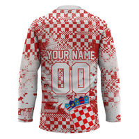 Personalized Croatia Football Wolf Mascot Hockey Jersey Checkerboard Soccer Pride - Splatter Textures