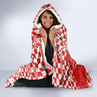 Personalized Croatia Football Wolf Mascot Hooded Blanket Checkerboard Soccer Pride - Splatter Textures