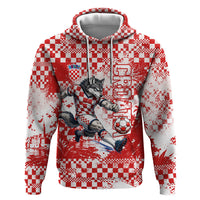 Personalized Croatia Football Wolf Mascot Hoodie Checkerboard Soccer Pride - Splatter Textures