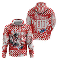 Personalized Croatia Football Wolf Mascot Hoodie Checkerboard Soccer Pride - Splatter Textures