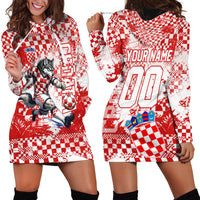 Personalized Croatia Football Wolf Mascot Hoodie Dress Checkerboard Soccer Pride - Splatter Textures
