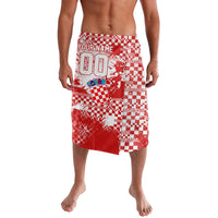 Personalized Croatia Football Wolf Mascot Lavalava Checkerboard Soccer Pride - Splatter Textures