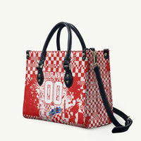 Personalized Croatia Football Wolf Mascot Leather Bag Checkerboard Soccer Pride - Splatter Textures