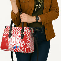Personalized Croatia Football Wolf Mascot Leather Bag Checkerboard Soccer Pride - Splatter Textures