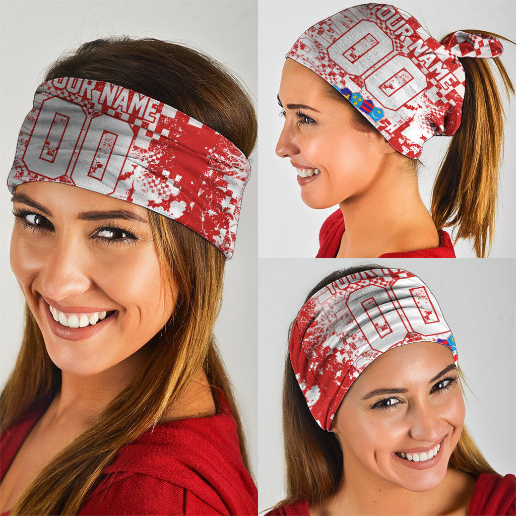 Personalized Croatia Football Wolf Mascot Neck Gaiter Checkerboard Soccer Pride - Splatter Textures