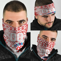 Personalized Croatia Football Wolf Mascot Neck Gaiter Checkerboard Soccer Pride - Splatter Textures