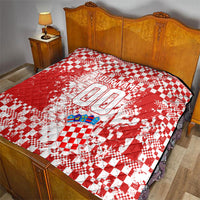Personalized Croatia Football Wolf Mascot Quilt Checkerboard Soccer Pride - Splatter Textures