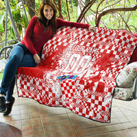 Personalized Croatia Football Wolf Mascot Quilt Checkerboard Soccer Pride - Splatter Textures