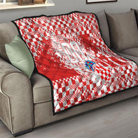 Personalized Croatia Football Wolf Mascot Quilt Checkerboard Soccer Pride - Splatter Textures