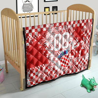 Personalized Croatia Football Wolf Mascot Quilt Checkerboard Soccer Pride - Splatter Textures