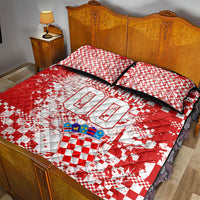 Personalized Croatia Football Wolf Mascot Quilt Bed Set Checkerboard Soccer Pride - Splatter Textures