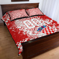 Personalized Croatia Football Wolf Mascot Quilt Bed Set Checkerboard Soccer Pride - Splatter Textures