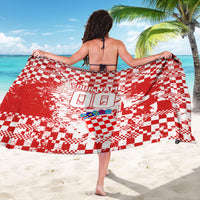 Personalized Croatia Football Wolf Mascot Sarong Checkerboard Soccer Pride - Splatter Textures