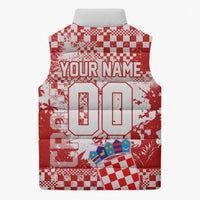 Personalized Croatia Football Wolf Mascot Sleeveless Puffer Jacket Checkerboard Soccer Pride - Splatter Textures