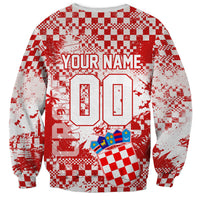 Personalized Croatia Football Wolf Mascot Sweatshirt Checkerboard Soccer Pride - Splatter Textures