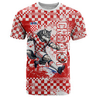 Personalized Croatia Football Wolf Mascot T Shirt Checkerboard Soccer Pride - Splatter Textures