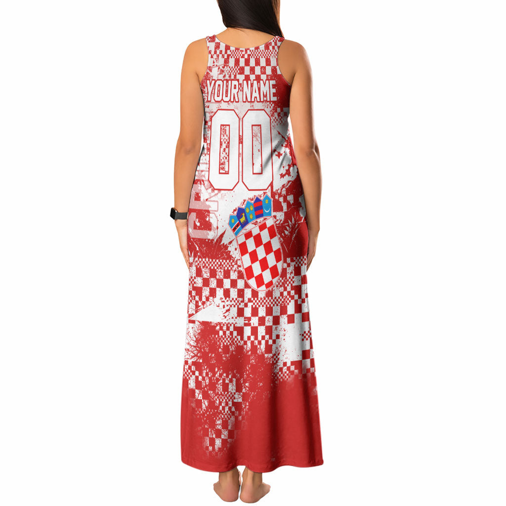 Personalized Croatia Football Wolf Mascot Tank Maxi Dress Checkerboard Soccer Pride - Splatter Textures