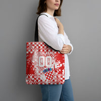 Personalized Croatia Football Wolf Mascot Tote Bag Checkerboard Soccer Pride - Splatter Textures