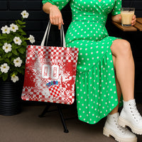 Personalized Croatia Football Wolf Mascot Tote Bag Checkerboard Soccer Pride - Splatter Textures