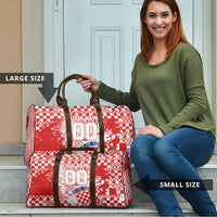 Personalized Croatia Football Wolf Mascot Travel Bag Checkerboard Soccer Pride - Splatter Textures
