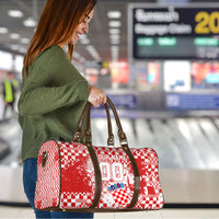 Personalized Croatia Football Wolf Mascot Travel Bag Checkerboard Soccer Pride - Splatter Textures