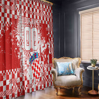 Personalized Croatia Football Wolf Mascot Window Curtain Checkerboard Soccer Pride - Splatter Textures
