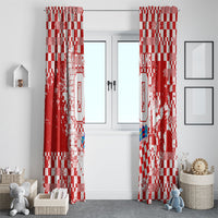 Personalized Croatia Football Wolf Mascot Window Curtain Checkerboard Soccer Pride - Splatter Textures
