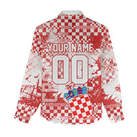 Personalized Croatia Football Wolf Mascot Women Casual Shirt Checkerboard Soccer Pride - Splatter Textures