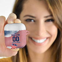 Personalized Croatia Football Eagle Mascot AirPods Case Checkerboard Pattern - Accent Splatters