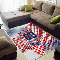Personalized Croatia Football Eagle Mascot Area Rug Checkerboard Pattern - Accent Splatters