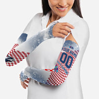 Personalized Croatia Football Eagle Mascot Arm Sleeves Checkerboard Pattern - Accent Splatters