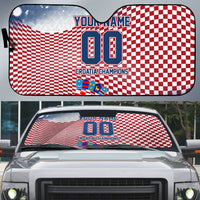 Personalized Croatia Football Eagle Mascot Auto Sun Shade Checkerboard Pattern - Accent Splatters