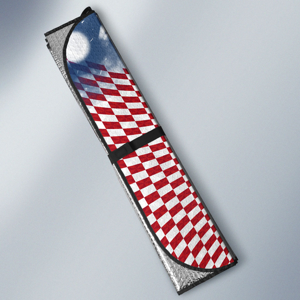Personalized Croatia Football Eagle Mascot Auto Sun Shade Checkerboard Pattern - Accent Splatters