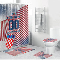 Personalized Croatia Football Eagle Mascot Bathroom Set Checkerboard Pattern - Accent Splatters