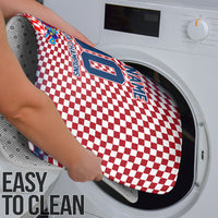 Personalized Croatia Football Eagle Mascot Bathroom Set Checkerboard Pattern - Accent Splatters