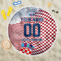Personalized Croatia Football Eagle Mascot Beach Blanket Checkerboard Pattern - Accent Splatters
