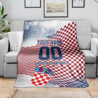 Personalized Croatia Football Eagle Mascot Blanket Checkerboard Pattern - Accent Splatters
