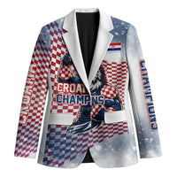 Personalized Croatia Football Eagle Mascot Blazer Checkerboard Pattern - Accent Splatters