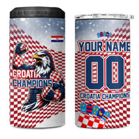 Personalized Croatia Football Eagle Mascot 4 in 1 Can Cooler Tumbler Checkerboard Pattern - Accent Splatters