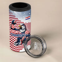 Personalized Croatia Football Eagle Mascot 4 in 1 Can Cooler Tumbler Checkerboard Pattern - Accent Splatters