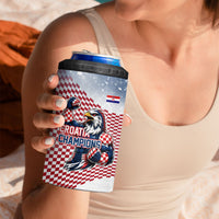 Personalized Croatia Football Eagle Mascot 4 in 1 Can Cooler Tumbler Checkerboard Pattern - Accent Splatters