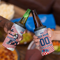 Personalized Croatia Football Eagle Mascot 4 in 1 Can Cooler Tumbler Checkerboard Pattern - Accent Splatters