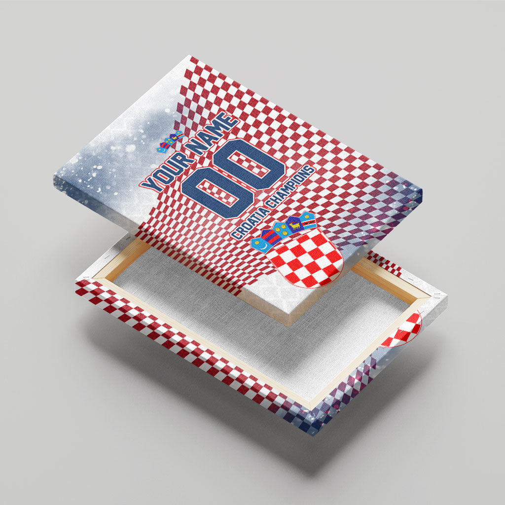 Personalized Croatia Football Eagle Mascot Canvas Wall Art Checkerboard Pattern - Accent Splatters